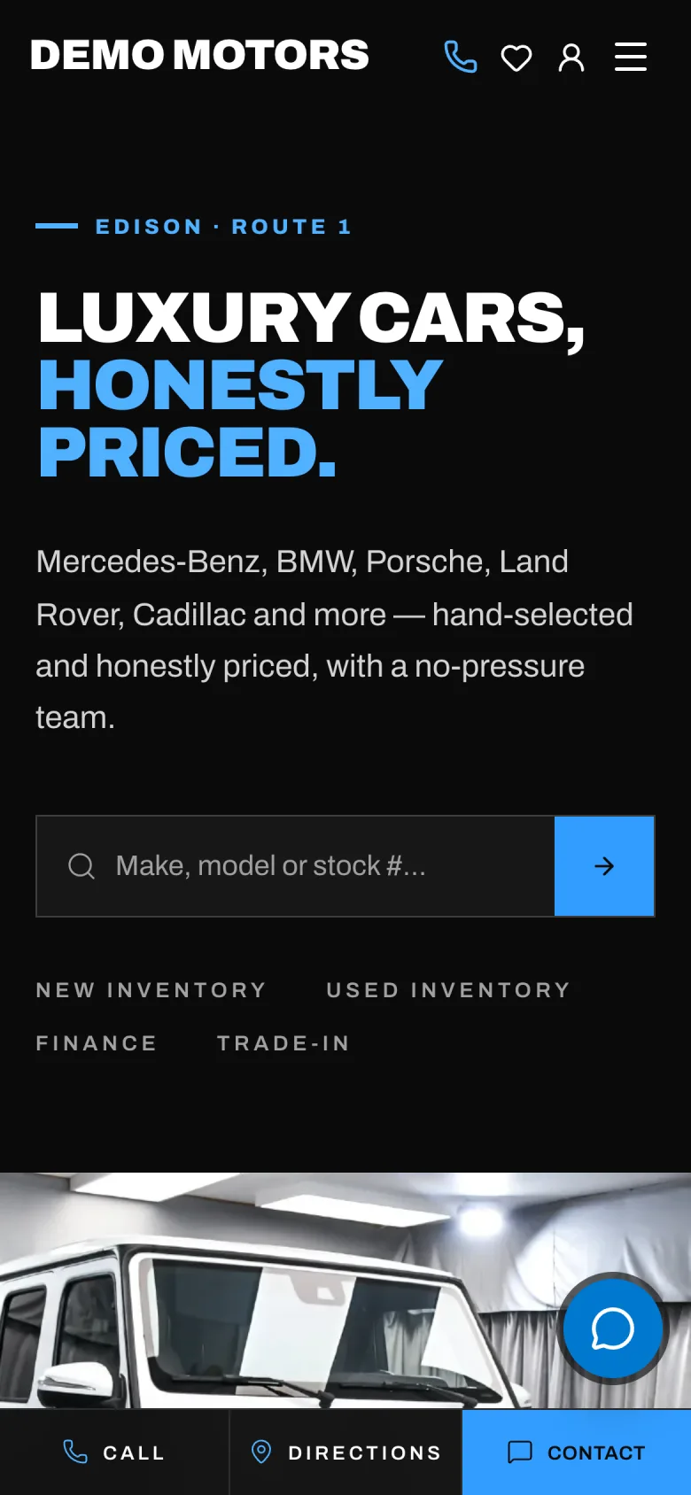 A dealership website built on WW Dealer, on a phone