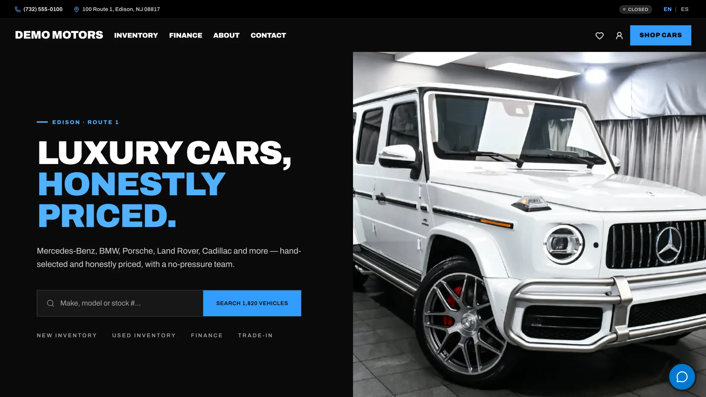 A dealership home page built on WW Dealer